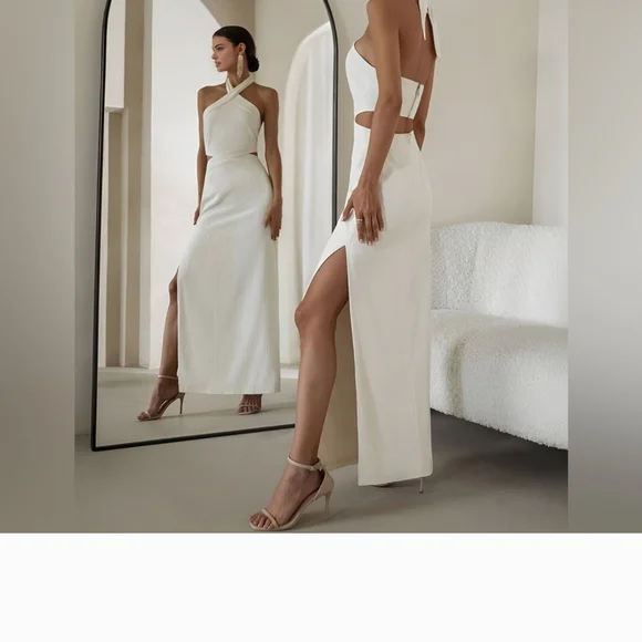 Commense | Dresses | Elegant White Halter Maxi Dress Commense | Poshmark